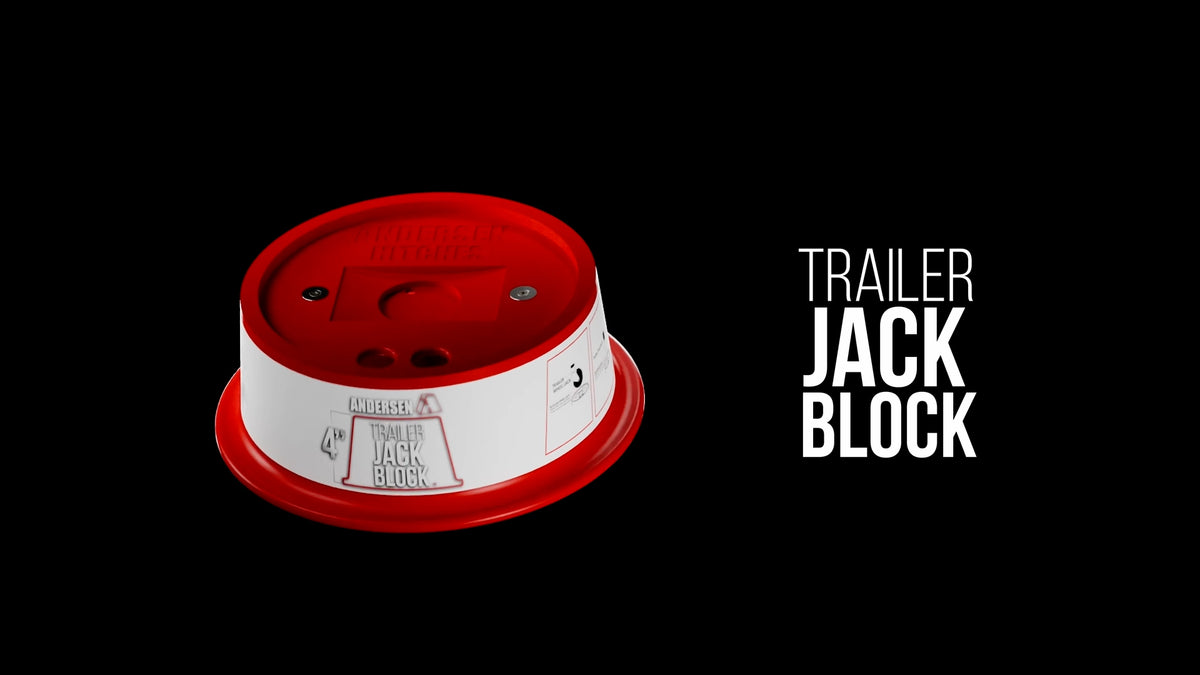 Andersen Hitches 4 Inch Trailer Jack Block with black background.