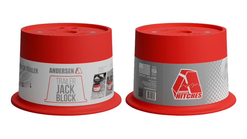Showing the Andersen Hitches 8 Inch Trailer Jack Block Both Sides.