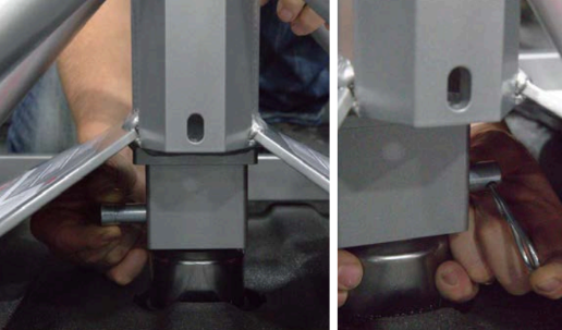 Inserting pin into coupler tube in Andersen Hitches Ultimate 5th Wheel Connection.