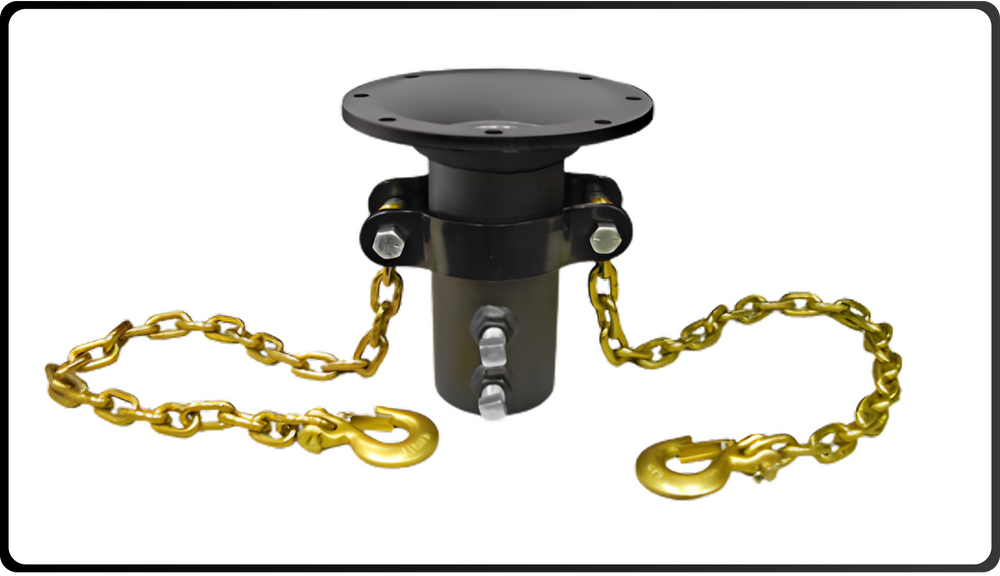 SAFETY CHAINS FOR RANCH HITCH ADAPTER on white background with border